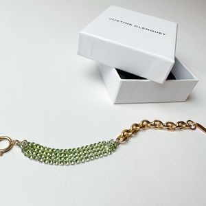Justine Clenquet Gold & Green Shanon Bracelet (Ssense Exclusive)